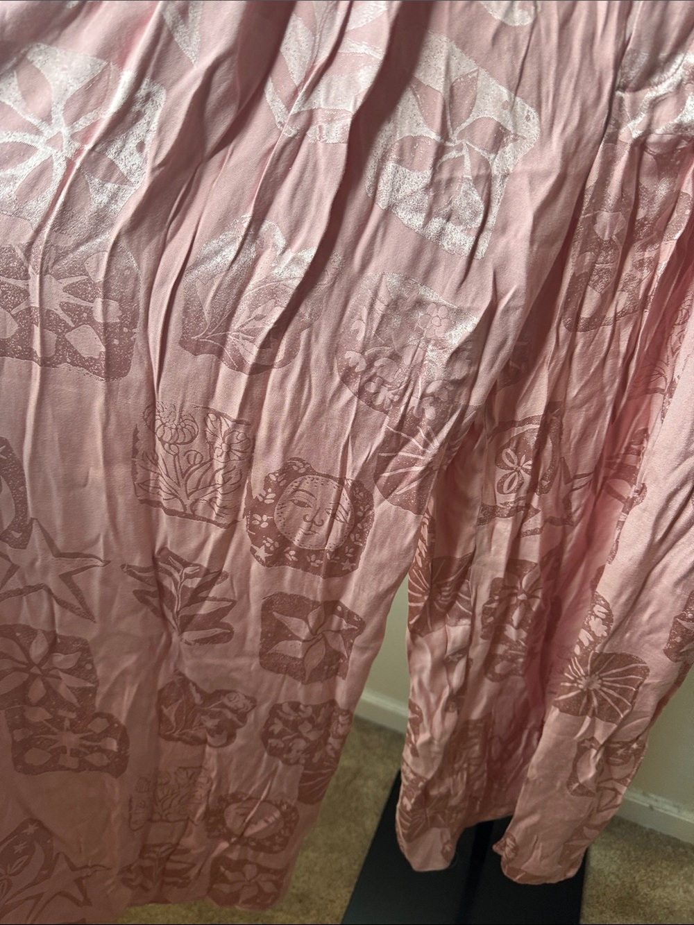 Free People Pink Wide-Leg Pants with Subtle Floral Print - Picture 2 of 6